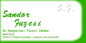 sandor fuzesi business card